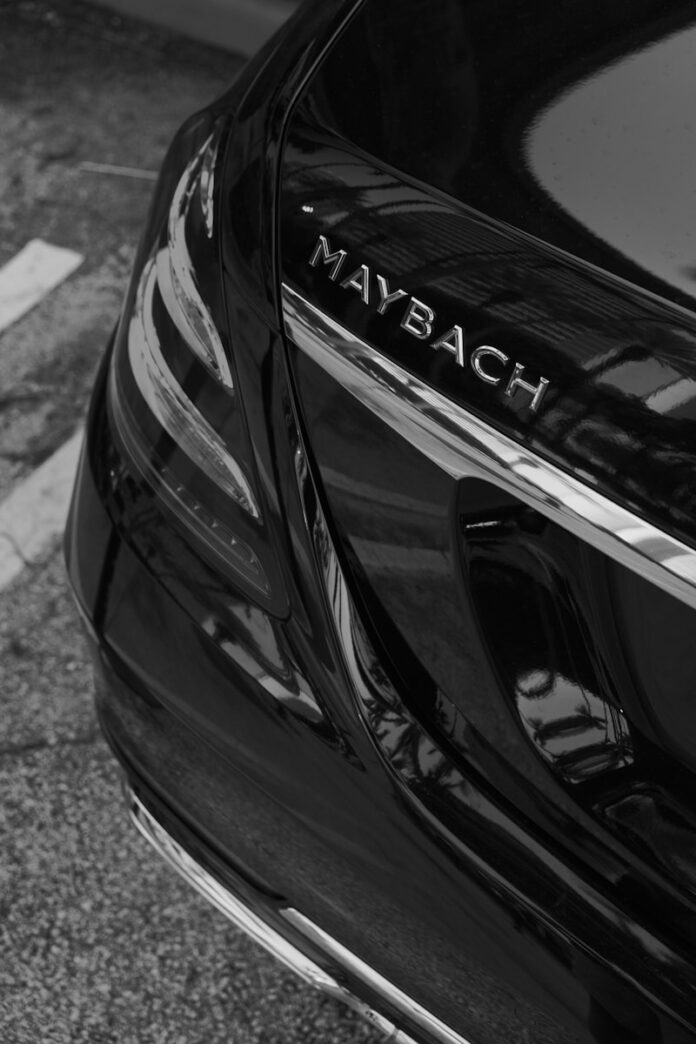 A close up of a parked car on a street